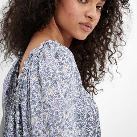 American Eagle Puff-Sleeve Button-Up Floral XS - Picture 4 of 10